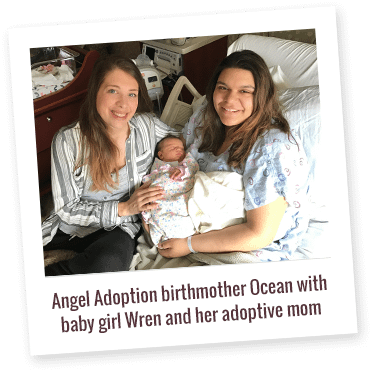 Angel Adoption birthmother Ocean with baby girl Wren and her adoptive mom